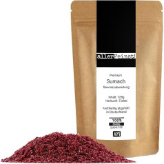allerFeinst! Premium Sumac Powder, Spice Preparation, Sumak, Vinegar Tree Fruit, Vinegar Tree Spice, Pack of 1 (1 x 125 g)