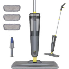 Wizzard Wipe Spray Mop 130 cm Mop with Spray Function, 780 ml Spray Mop Floor Mop with Spray Function, with 3 Washable Microfibre Covers