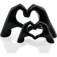 Heart Shape Hand Statue, Heart Hand Sculpture, Love Finger Statue, Heart Hands Statue, Gesture Statues and Sculptures, Romantic Statue, Home Decoration for Living Room, Room, Office, Black (2 Pieces)