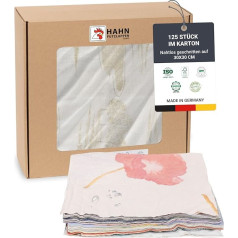 Hahn Putzlappen® Soft Cotton Cloths, Colourful [Pack of 125] - Seamlessly Cut 30 x 30 cm - Absorbent & Durable for Workshop, Household & Car Care - 100% Recycling, Jersey & Flannel, Made in Germany