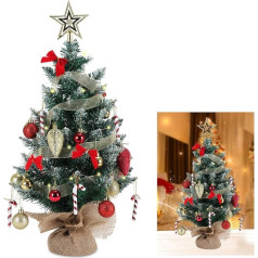 60 cm Mini Table Christmas Tree Mini Artificial Christmas Tree Table Christmas Tree Small with Star Tree Topper Hanging Ornaments for DIY Christmas Decoration