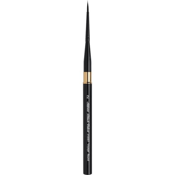 Silver Brush Voyage Round Short Handle Travel Brush, Squirrel and Synthetic Blend, Black, Size 2
