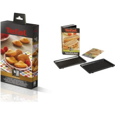 Tefal Snack Collection Mini Madeleine Non-Stick Plate, Black Plate & XA8003 Snack Collection Plate, Grill/Panini, Number 3, Plate Dimensions: 226 x 132 mm