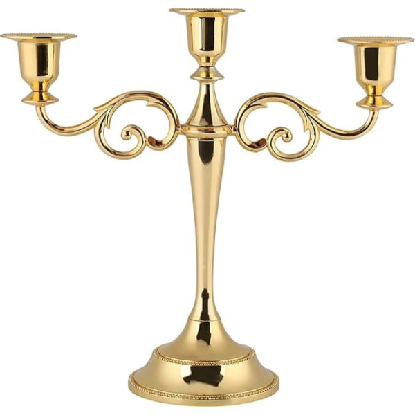 FTVOGUE 3 Arms Candle Holder 2 Colours Metal European Style Candelabra Wedding Candle Holder for Dinner Coffee Table Decoration