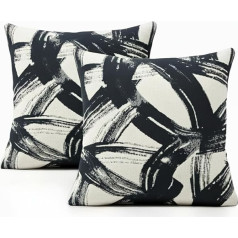 Modern Abstract Art Decorative Cushion Covers 18 x 18 Inches Black and White Brush Stroke Decorative Cushion Covers Minimalist Jacquard Cushion Covers for Sofa and Living Room