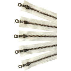 Craftbot YKK Antique Brass Vanilla Cream Off White Donut Pull #5 Closed End Zips - Pack of 5