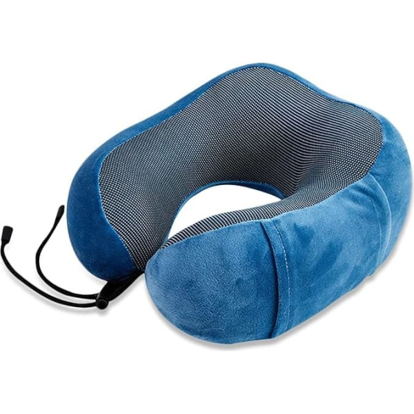 FANDARE Neck Pillow, Travel Pillow, Made of Memory Foam, Neck Pillow, Neck Support Pillow with Machine Washable for Plane/Car/Train Train, Home, Office, 360° Neck and Chin Support, blue