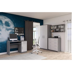 Fabryka Mebli Idźczak Jonas II 02 4-Piece Children's Room Set - Cupboard, Wall Shelf, Chest of Drawers, Desk - Wardrobe - Scandinavian Style - Modern Design - White
