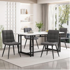 HAUSPROFI Dining Table Set with 4 Chairs, Rectangular Kitchen Dining Table Seating Set, Modern Design Wooden Furniture Dining Room Set for Living Room, Kitchen, Office (Grey + Black, Velvet, 140 x 80 x 74 cm)