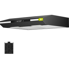 CIARRA CBCB6921 A+ Cooker Hood Base 60 cm Recirculation Hood Extractor Touch Control 3 Power Levels Integrated Base Cabinet Base Hood with CBCF011 Activated Carbon Filter Black