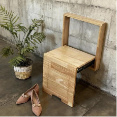 Wall Stool Made of Solid Wood Folding Chair for Home - Ultra Thin Wall Stool - Space Saving for Hallway, Porch, Wardrobe, Balcony, Bathroom