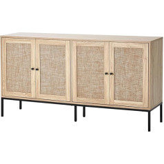 VEVOR Rattan Chest of Drawers Storage Cabinet with 4 Magnetic Doors & Adjustable Shelves, Sideboard Buffet Cabinet for Hallway Entrance Area Living Room Kitchen Hallway