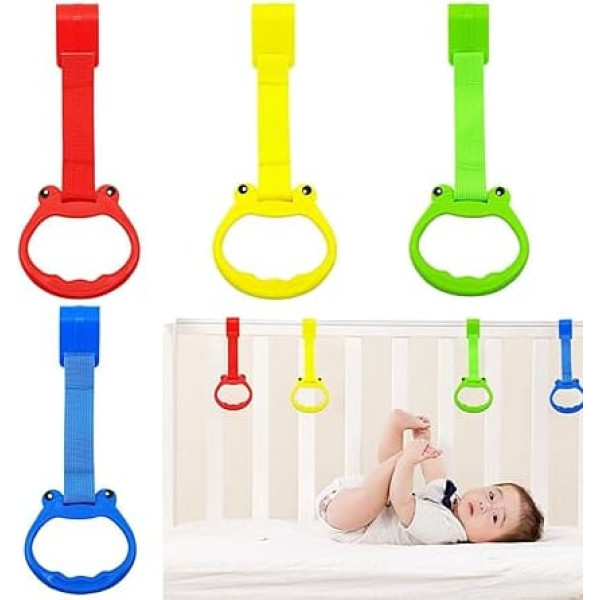Playpen Pull Up Rings, 4 Pieces Cartoon Baby Pull Up Handles, Ergonomic Nursery Furniture, Bedding & Decor for Exercise Grasping Ability, 9.06 x 3.54 x 0.98 Inches