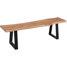Wohnling Dining Room Bench Gaya Tree Trunk Solid Wood Acacia 160 x 45 x 40 cm, Robust Natural Wood Kitchen Bench with High Stability, Real Wood Dining Bench with Tree Edge, Wooden Bench in Country