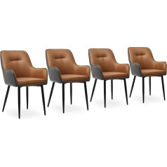 CLIPOP Dining Room Chairs Set of 4 with Armrests Faux Leather Padded Kitchen Chairs, Accent Armchairs, Dining Room Chairs, Colour Block, Lounge Chair, Living Room, Reception Chairs for Dining Room,