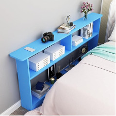 Retro Blue Wooden Sofa Back Console Table with 3 Layers Narrow Design for Small Rooms and Entrances