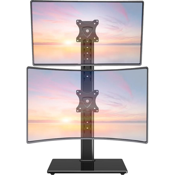 ELIVED Dual Monitor Ständer, Vertikaler Stapelbildschirm Freistehender Monitor Haltung Für zwei Bildschirme bis zu 32 Zoll, Monitorständer 2 Monitore Übereinander Höhenverstellbar EV2012