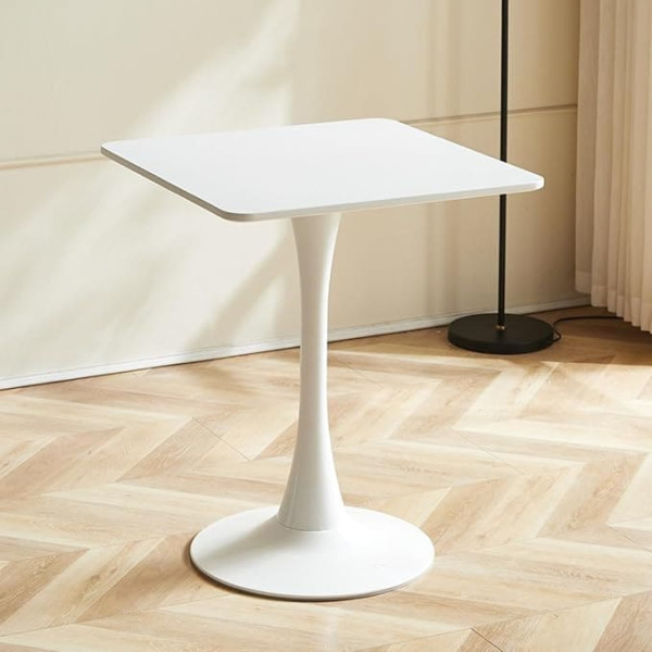 Leomix Square Base Dining Table, Small Mid-Century Tulip Table with Round Corners and Metal Base, for Living Room, Cafe and Home Office, 23.62 inches