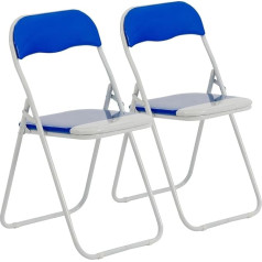 Harbour Housewares Coloured Padded Folding Chairs - Blue - Pack of 2 - Easy Store Foldable Desk Chair with Metal Frame for Office, Dining Room, Kitchen