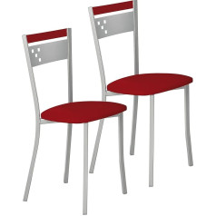 ASTIMESA Two Metal Kitchen Chairs with Backrest and Red Seat