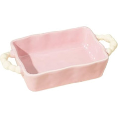 Backform Rechteckige Backform aus Keramik mit zwei Griffen, Reisschüssel for gebackenen Reis, Mikrowellengeeignet, Salatschüssel(Pink)