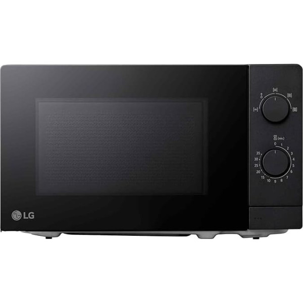 LG MS2082F Solo Microwave 700W 20L Capacity, 439mm Width, Intuitive Double Knobs, Bright LED Interior Lighting, Defrost Function, Minimalist Design with Full Glass Door, Black