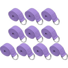 PATIKIL Yoga Straps for Stretching 6ft 10 Pack Cotton Yoga Belt with Adjustable Metal D-Ring Buckle Stretch Bands for Fitness Pilates Light Purple