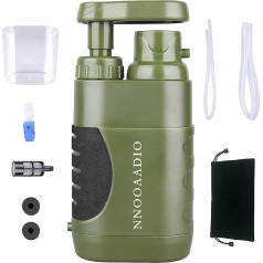 Portable Water Filter Water Purifier Pump with Internal Carbon and Ultra Filter Assembly 0.01 Micron Absolute Hollow Fiber Membrane Survival Equipment for Camping Hiking and Emergency