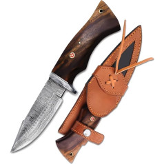 CHOOSE Handmade Damascus Steel Hunting Leather Knife, Rosewood Handle with Stylish Sheath|AMD010