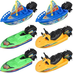 Bath Toy Boat Set of 6 Plastic Sailing Boats Motor Boats Speed Boats for Baby Toddler Bath and Pool Toy