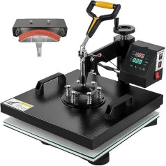 2-in-1-Heißpressmaschine, 38 x 38 cm, multifunktionale, um 360 Grad schwenkbare Digitale Sublimationsdrucker-Transfer-DIY-T-Shirt-Kappe