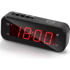 Small Digital Battery Operated Clock, LED Desk Clock, Battery Operated Only Battery Alarm Clock with Snooze Brightness, Adjustable 12/24 Mode for Bedroom, Shelf, Travel