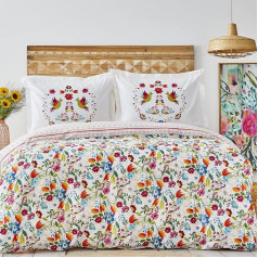 Karaca Home Parlin Fuchsia 100% Cotton Single Duvet Cover Set, Fushia