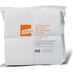 AAwipes Clean Room Microfibre Cloths 10.2 x 10.2 cm Knitted Super Fine (400 Pieces/Bag, 180 g/m², Polyester Polyamide), Laser Sealed Edge, Class 100 Cloths (MF18004)