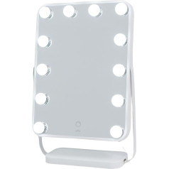 Aplike Hollywood Studio Mirror with Dimmable LED Light, Touch Control, 360 Degree Rotation, Energy Saving (Matte White)