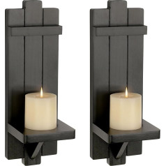 BSTKEY Wooden Candle Holders Wall Mounted Candlesticks Decorative Wall Pillar Candle Holders Farmhouse Lamps for Bathroom Living Room 2 Packs