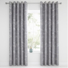 Dreams & Drapes Design Blackout Eyelet Curtains - Oriental Garden - Grey - 66