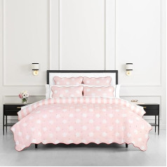 kate spade new york Eclipse Stripe Dot 3 Piece Duvet Cover Set King Size 100% Cotton Reversible All Season Warm Bedding Machine Washable Pink