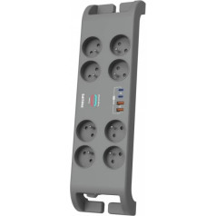 Pārsprieguma aizsardzības sloksne 2m, 8 rozetes, 2xusb-c, 2xusb-a, 30W, 2400 j aizsardzība pret pārspriegumu