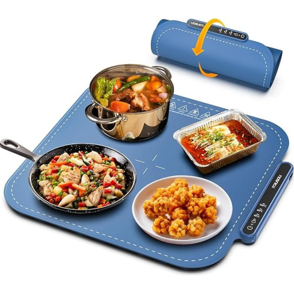 Warming Plate, Portable and Foldable Heating Plate, Heat Plate, Adjustable Temperature, Food Warmer, Electric Pizza Warmer for Heating, Defrosting and Keeping Food Warm