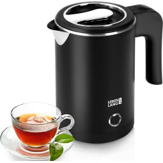 LEBENLANG Travel Kettle Stainless Steel Small 0.5 Litres & BPA-Free - Travel Kettle 600 W Energy Saving Energy Efficiency - Mini Camping Kettle Black 0.5 0.5 L LBL2319