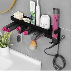 Holder for Dyson Airwrap, Wall Mount for 7 in 1 Styler Curling Iron Accessories with Screws and Glue, Hair Dryer Holder No Drilling with Plug Hook, for Home, Bedroom, Bathroom, Hairdressing Salon