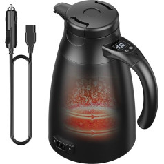 12 V - 24 V Kettle for Car, 1.2 Litre Electric Mobile Kettle Stainless Steel with 12/24 Volt Cigarette Lighter for Hot Water Coffee Tea Truck Car Travel Camping