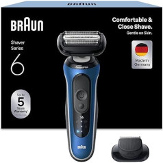 Braun Series 6 Men's Electric Shaver with 60 Minutes Battery Life, Precision Trimmer Attachment, Wireless Wet and Dry Razor for Men, Made in Germany, Waterproof, 62-B1200s, Blue