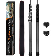 Carbon Fibre Tent Pole Set of 2, Telescopic Pole for Tents, Tarp, Sturdy, Portable, Lightweight, Tarp Poles for Tarps and Awning