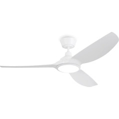 Ovlaim 132 cm Smart White Ceiling Fan with Light and Remote Control, High Airflow, Quiet DC Motor, Modern 3-Blade Ceiling Fan for Bedroom, Living Room