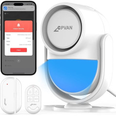 CPVAN Home Alarm System, 2.4G WiFi PIR Motion Sensor Wireless DIY Smart Door/Window Alarm for Home Security with Mobile Phone App Notification 3 Piece Set (PIR Alarm Hub, 1