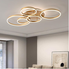 Dimmable LED Ceiling Light, 116 cm Flush-Mounted Living Room Lamp, 108 W, 6400 Lm, Ceiling Light with Remote Control, 6-Ring Chandelier for Living Room, Bedroom, Dining Room, 3000-6000 K, Ceiling