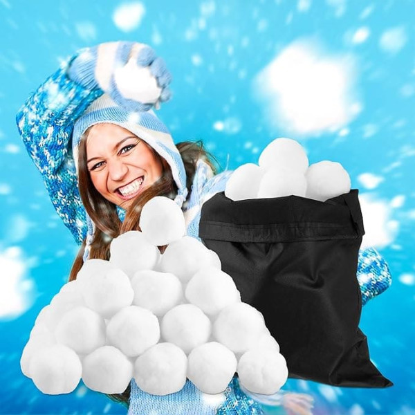 Relaxdays Pack of 50 Artificial Snow Balls for Indoor Snowball Fights, Christmas & Winter Decoration, White