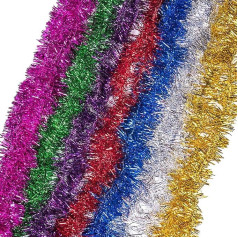 7 Pieces Christmas Garland, Colourful Garlands, Christmas Decoration Garlands, Fir Garland, Tinsel Garland for Tree Decoration, Birthday Party Decoration